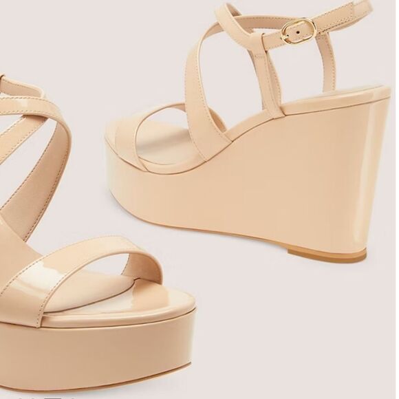 BRAND NEW STUART WEITZMAN WOMEN'S NATURAL AVE 75 WEDGE SANDAL - Picture 4 of 16
